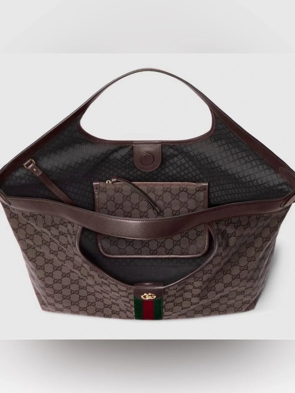 Authentic Gucci Giglio Large Tote Bag in Chocolate
